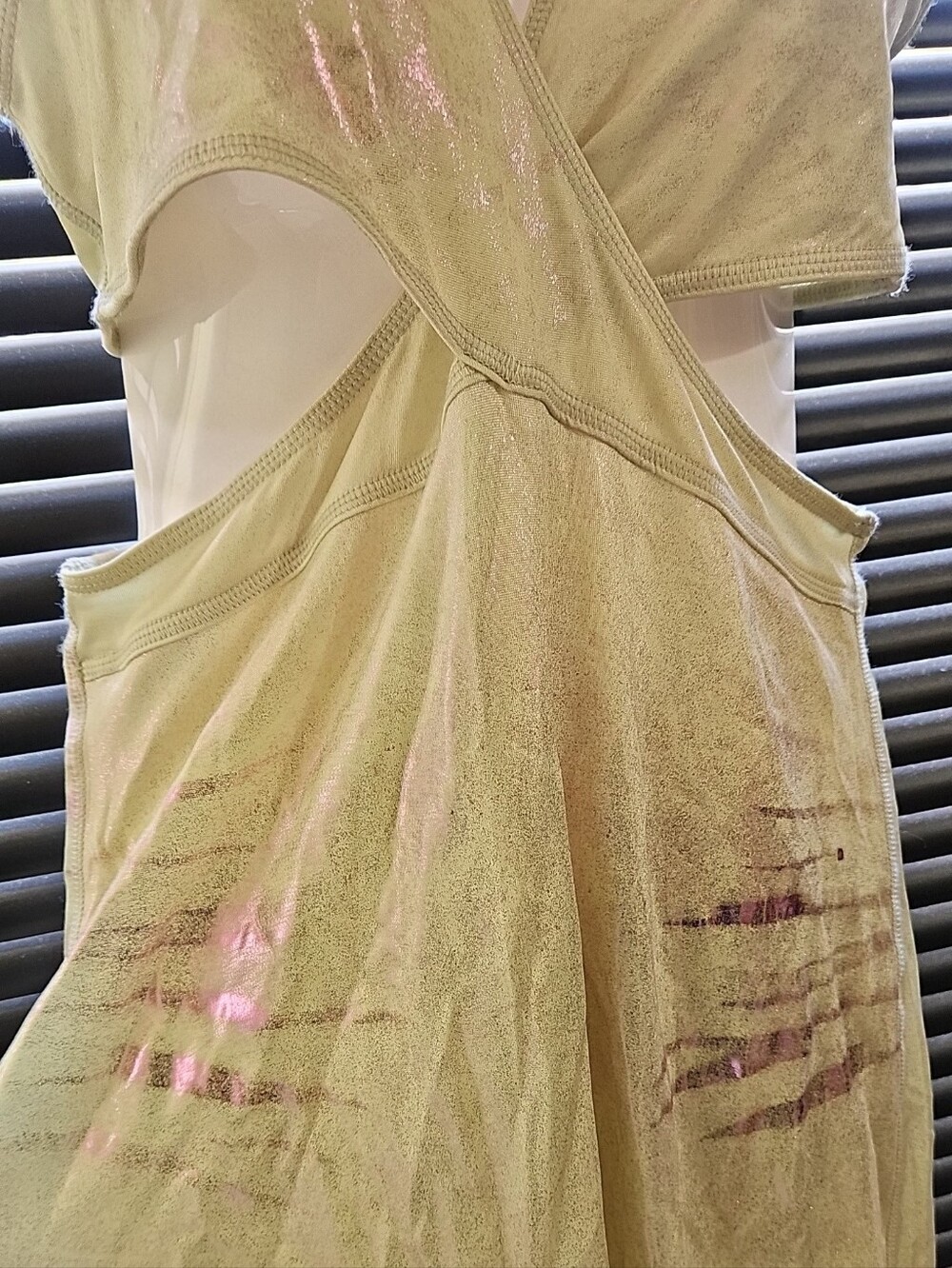 Diesel D Farfy Logo Cream Purple Iridescent Metallic Cutout V-Neck Mini Dress S - Picture 6 of 11
